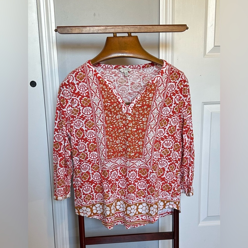 8.   Floral Red and Orange Women's Top